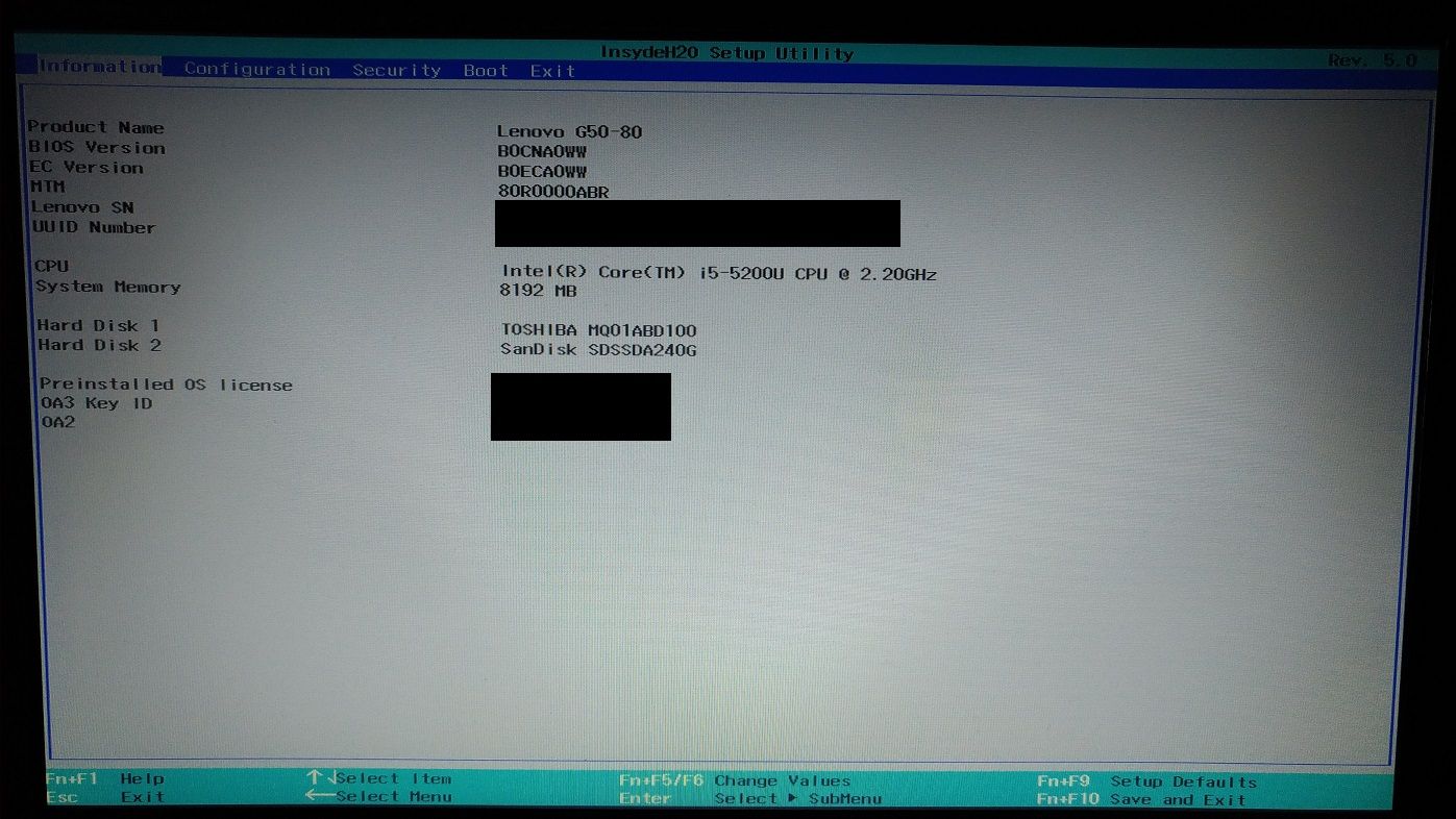 Write back the Original S/N and UUID Lenovo G580 - BIOS Modding