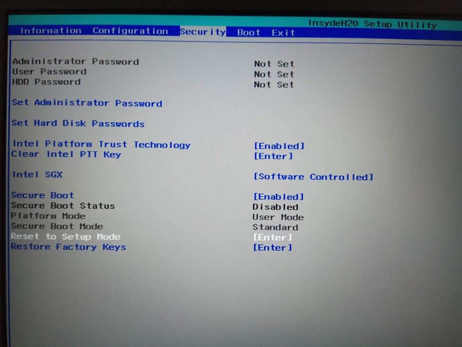 Trusted bios. Lenovo ошибка биос. Trusted Computing в биосе Lenovo y700-15. Insydeh20 secure Boot отключить.