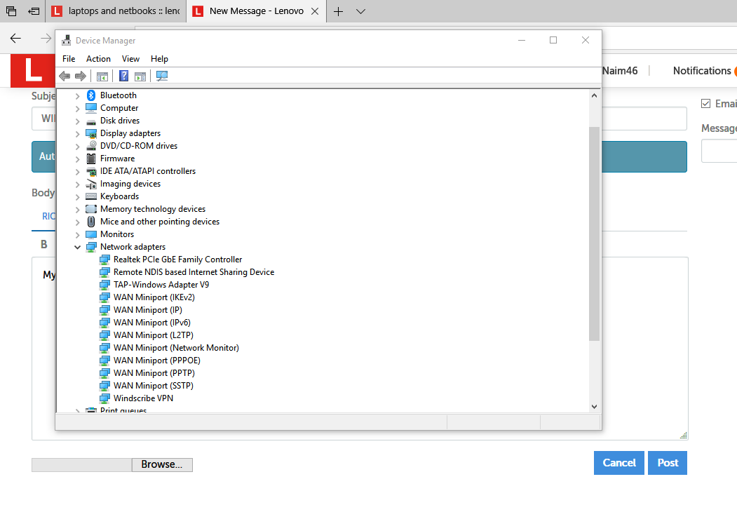 wireless adapter not showing in device manager