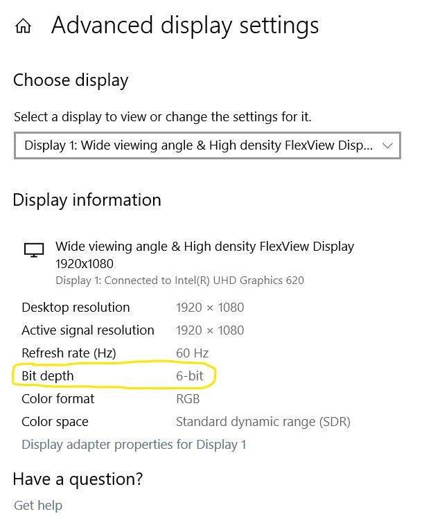 T480s Display Bit Depth Only 6Bit ColorEnglish Community