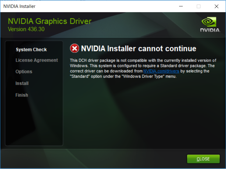 cannot install nvidia driver windows xp