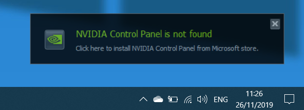 nvidia control panel not opening windows 10 gt 755m