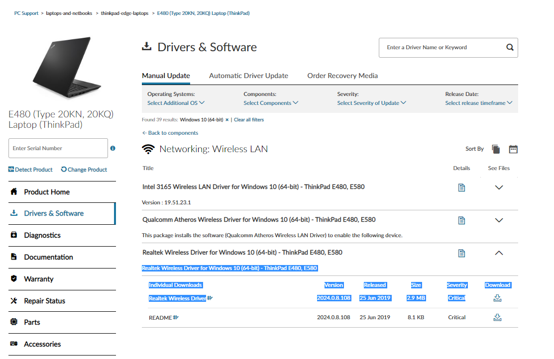 where to find old realtek wifi drivers