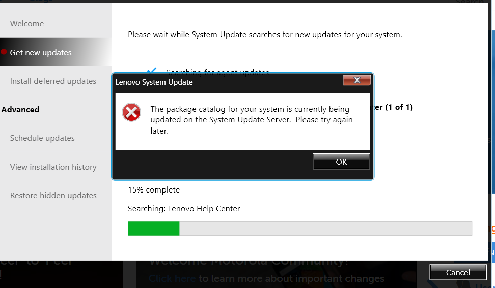 Installing system update