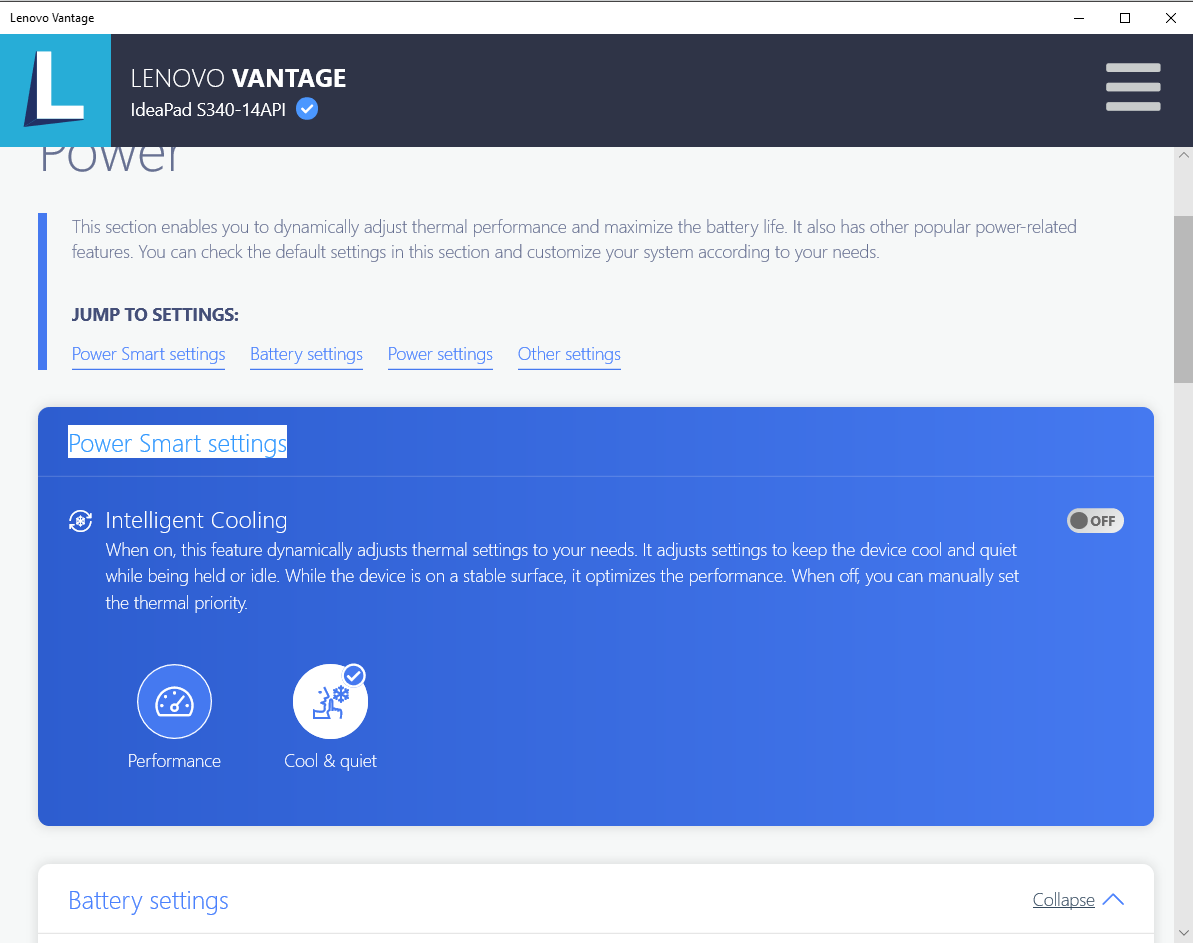 Power Smart Settings Shortcut Doesn T Work Ideapad S340 14api Type 81nb English Community