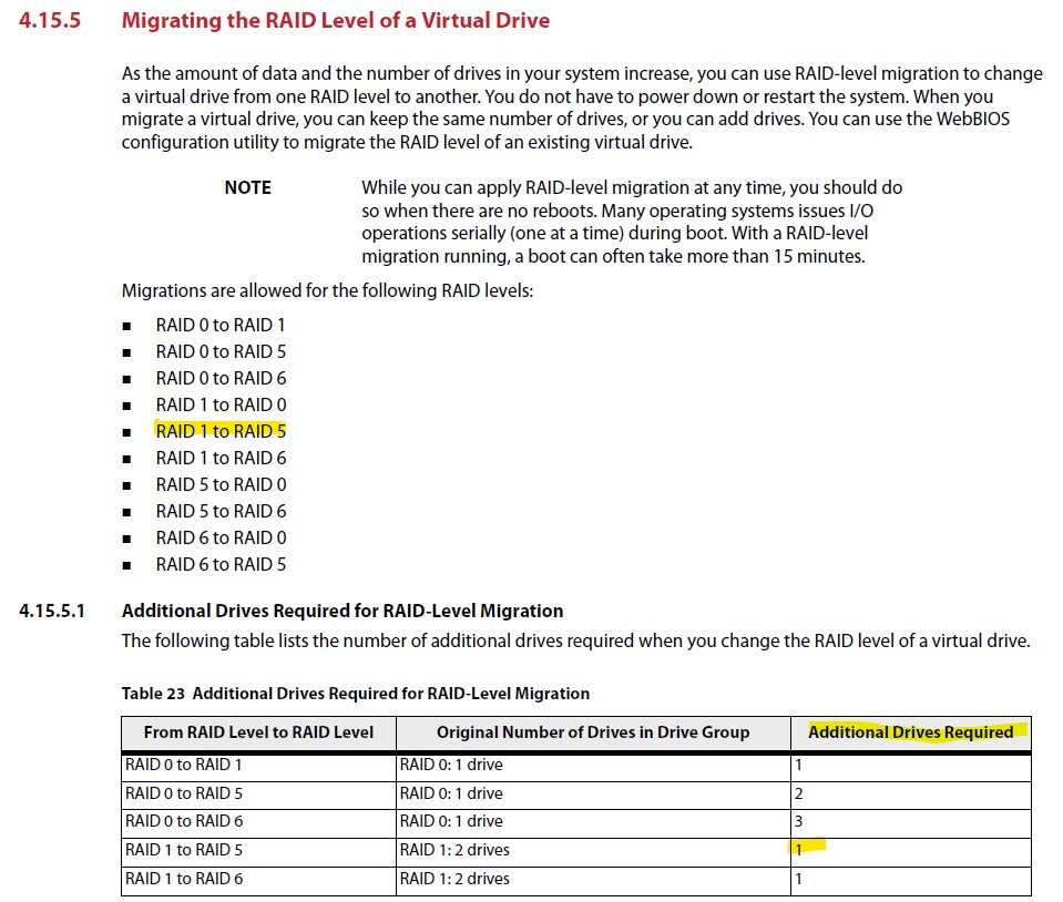 How to expand the RAID1 and RAID5 by replacing disks with a larger