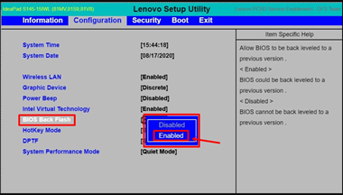 Bios back flash что это в биосе lenovo