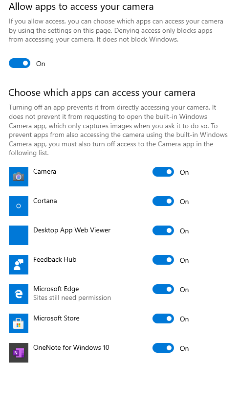 we need your permission camera windows 10