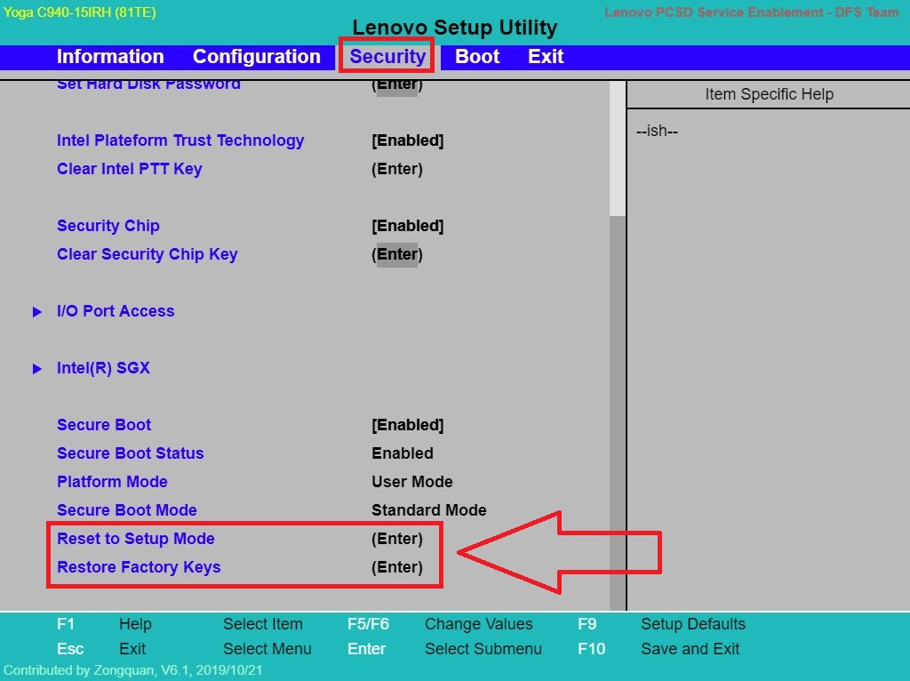 Reset to setup mode lenovo что это